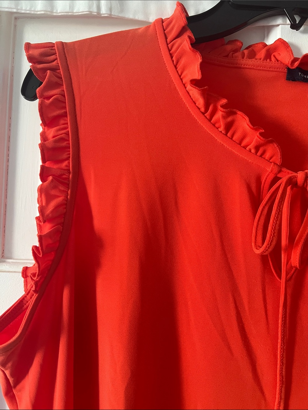 Tommy Hilfiger Orange Flutter Sleeve Ruffled Tie-Neck Women's Top Suze XL - Picture 5 of 9